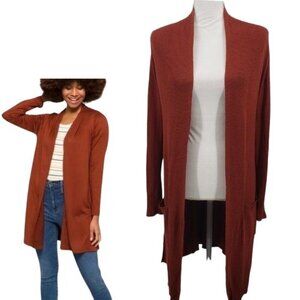 CONTEMPORAINE BY SIMMONS Rust‎ Cardigan Open Front Knit Long Sleeve Casual XS